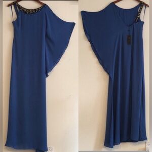 NWT BCBGMaxazria Runway Crepe Gown Blue Maxi Dress